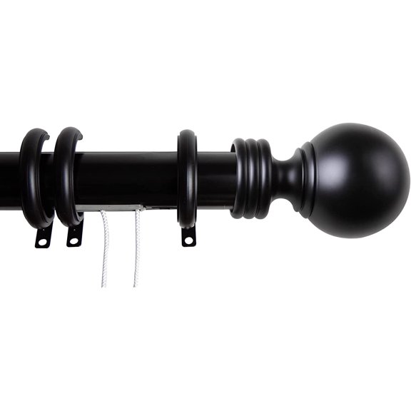 Tilia Double Curtain Rod 3/4 inch dia. 66-120" - Black