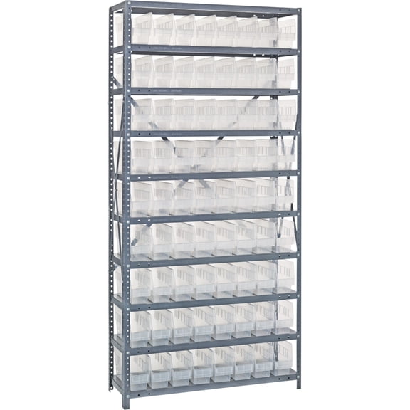 Quantum Storage 1275-201CL Complete Steel 10 Shelving System With75 Clear Bins
