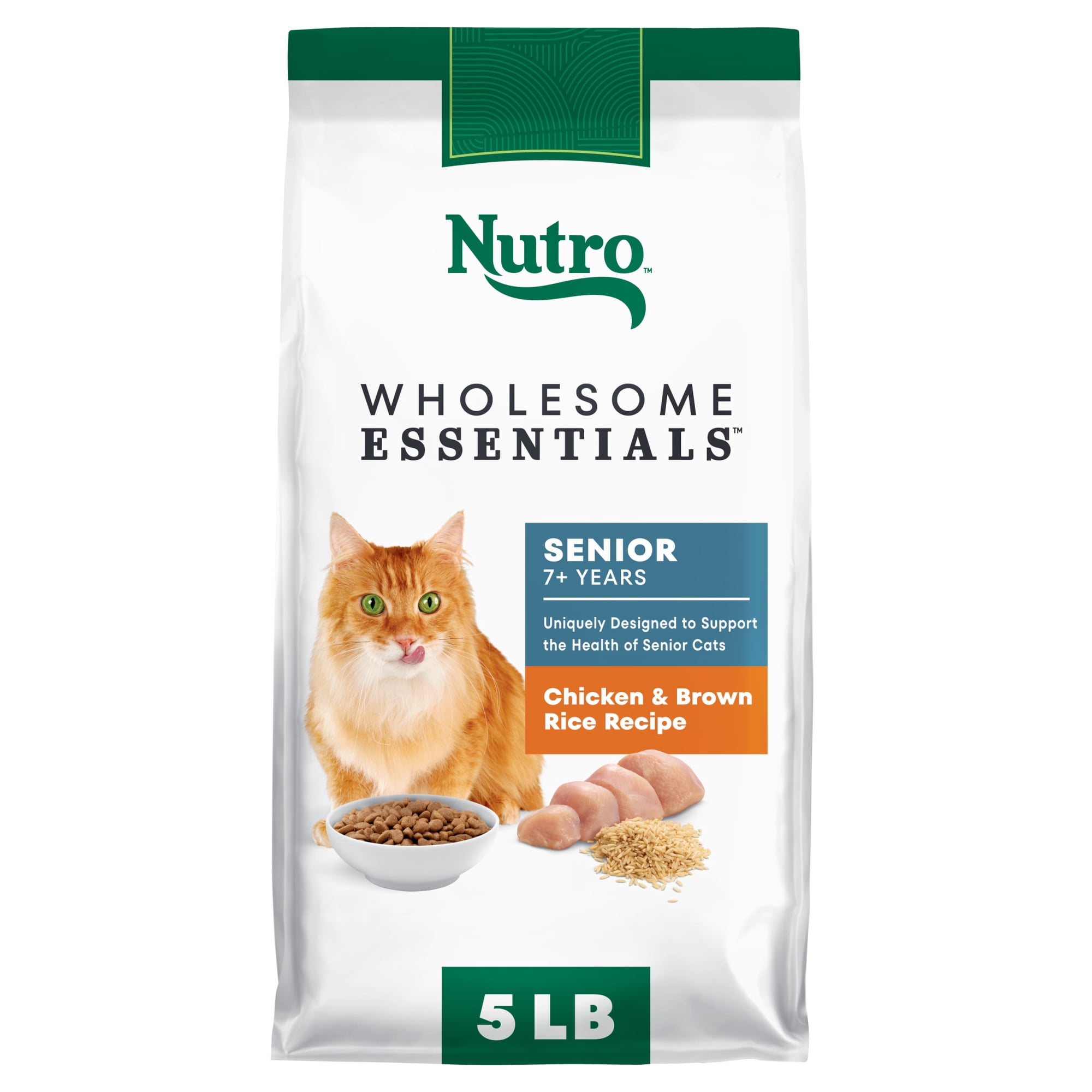 Nutro Wholesome Essentials Senior Dry Cat Food, Chicken & Brown Rice Recipe, 5 lbs.