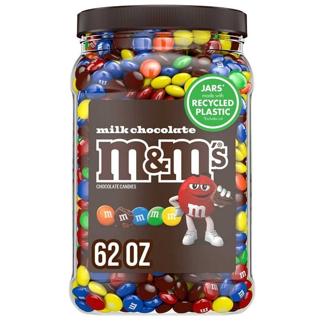 M&M’S Milk Chocolate Candy, Party Size, 62 oz. With White Bowl By OMA