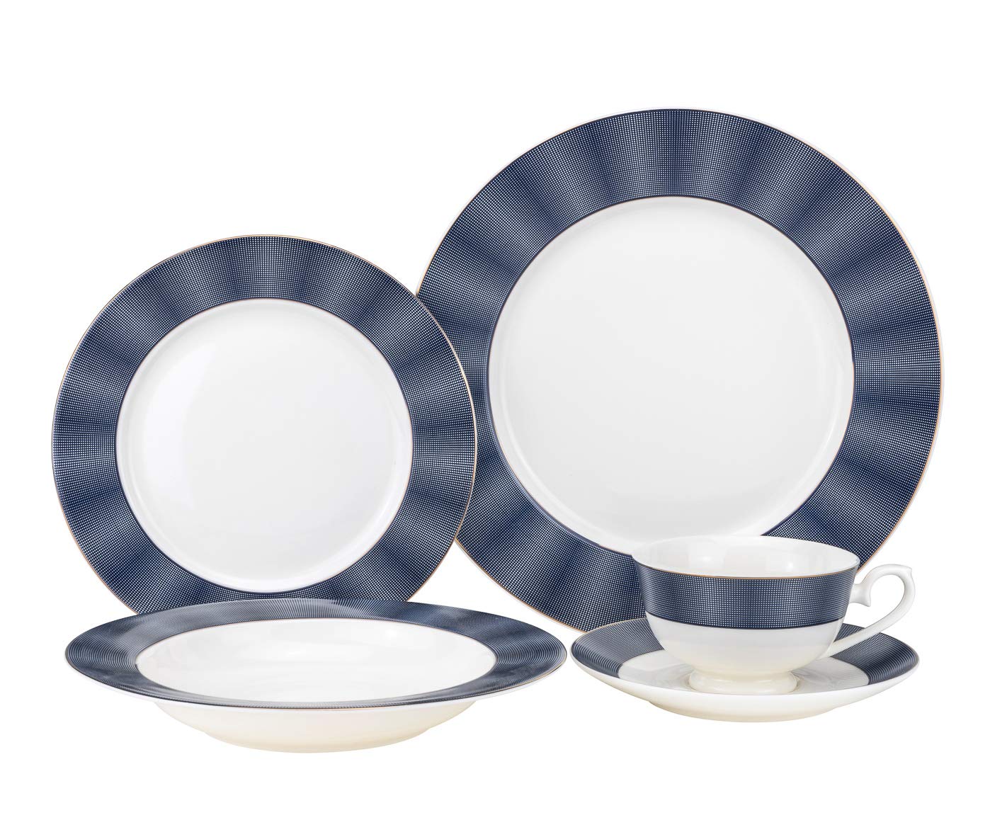 Euro Porcelain 5-Piece Dinner Set Service for 1, 24K Gold-plated Luxury Bone China Tableware - image 1 of 2