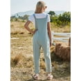 thumbnail image 2 of Womens Baggy Loose Bib Overalls Square Neck Adjustable Strap Rompers Jumpsuits Harem Pants, Light Blue, X-Large, 2 of 5