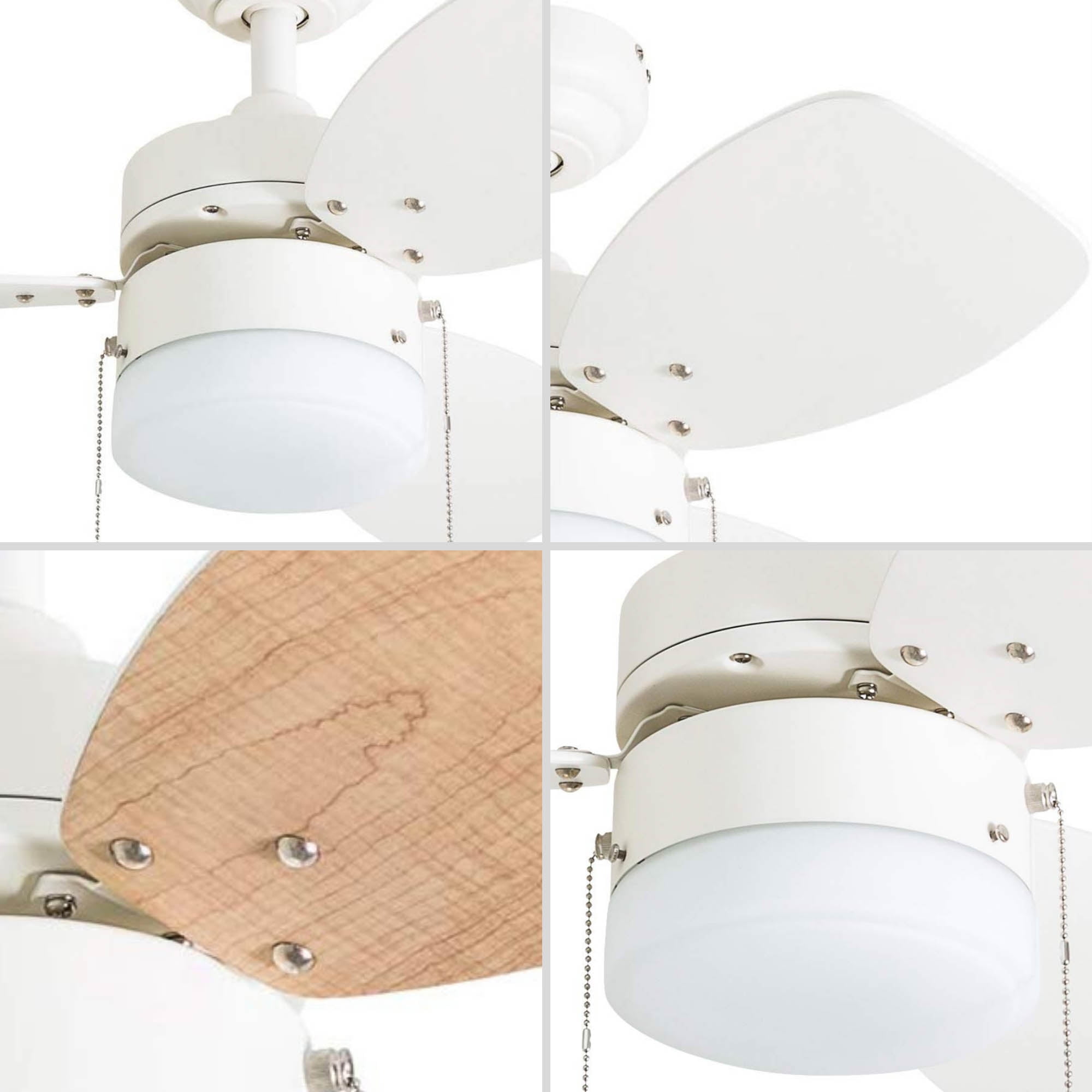 Honeywell Ocean Breeze 30" White Indoor Ceiling Fan with Light, 3 Blades, & Reverse Airflow