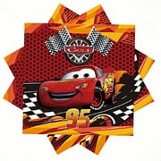 20-Pack Lightning McQueen Cars Cute Anime Cartoon Paper Napkins, 6.5x6.5cm Small Square Disposable Tissues for Party Tableware, Birthday, Kawaii Decoration & Snack Servings