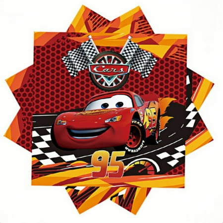 20-Pack Lightning McQueen Cars Cute Anime Cartoon Paper Napkins, 6.5x6.5cm Small Square Disposable Tissues for Party Tableware, Birthday, Kawaii Decoration & Snack Servings