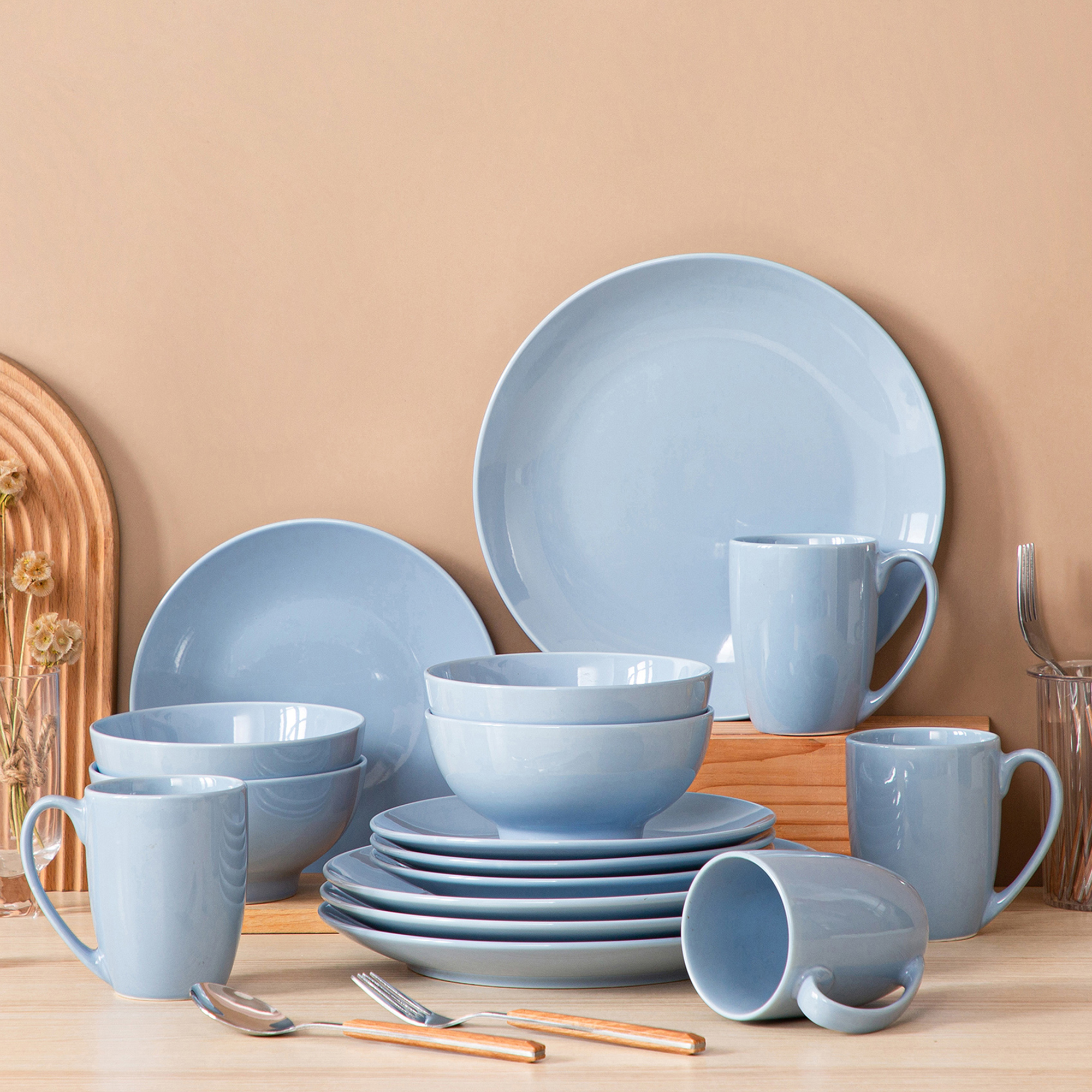 LOVECASA Dinnerware Sets, Porcelain Dinner Set for 4, 16Piece Round