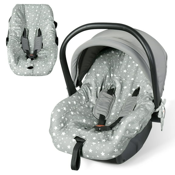 Orzbow Infant Car Seat Cover Liner, 100% Cotton Baby Seat Protector Cover, Universal Fit Carseat Liner for Travel System Car Seats, Breathable & Prevent Dirt, Machine Washable, 0-12 Months, Gray Star