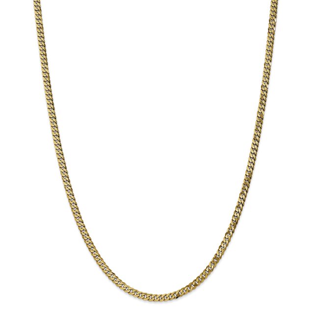 14k Yellow Gold 24 Inch 3.9mm Curb Chain Necklace Pendant Charm Beveled