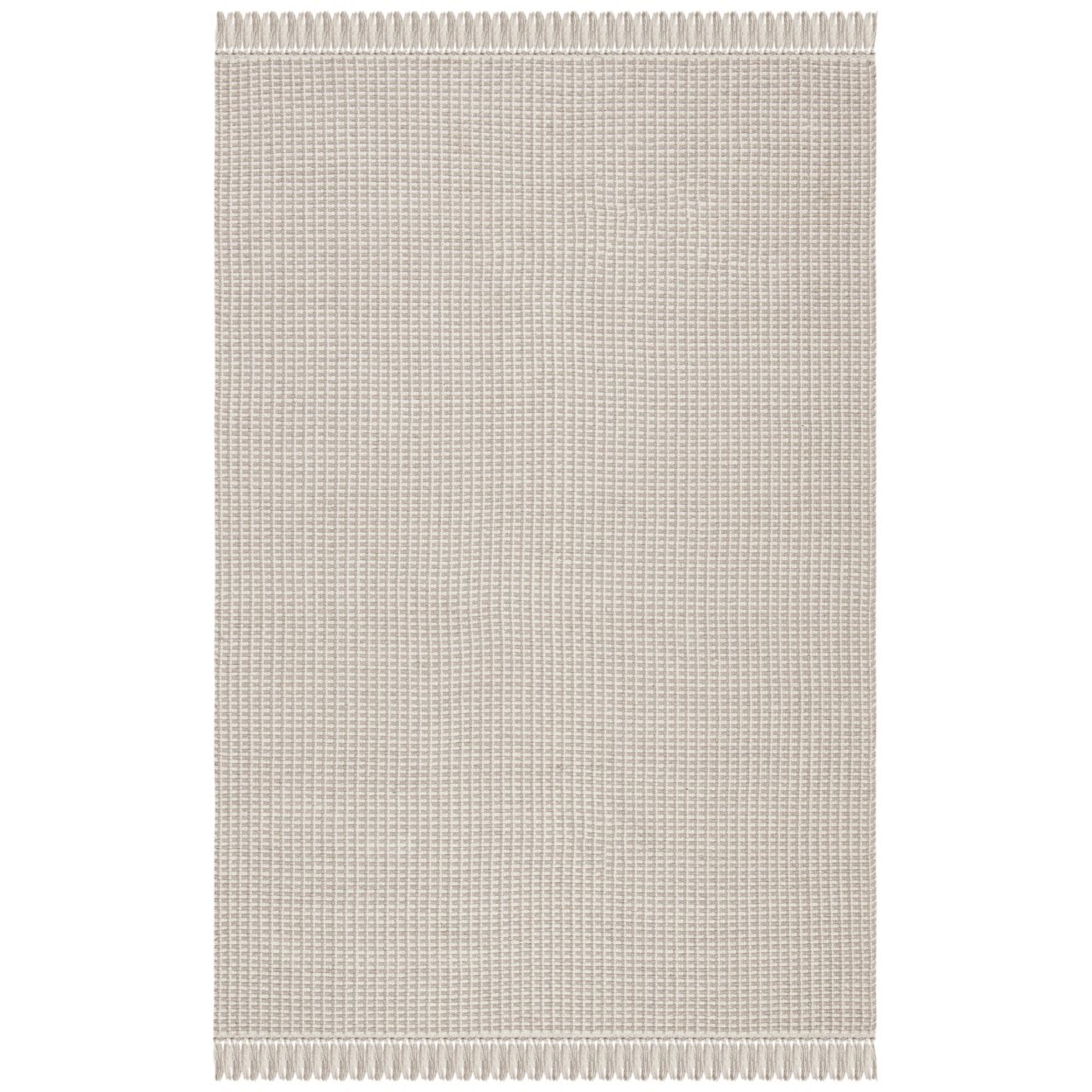 SAFAVIEH Montauk Patton Geometric Cotton Area Rug, Ivory/Grey, 4' x 4' Round
