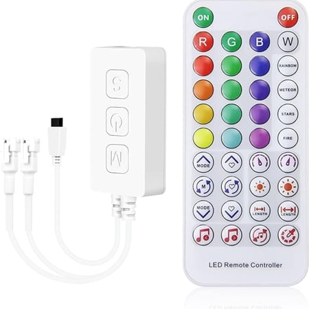 SP617E Bluetooth Controller 38Key Controller Sync Music Mode Timer for DC12V 5050 RGBWW or RGBW LED Strip Lights Support ios and Android APP IR remote control