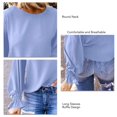 thumbnail image 4 of Jersey de cuello redondo y manga larga con volantes, talla XL, primavera/otoño, color azul cielo, manga abullonada, 4 of 5