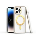 thumbnail image 6 of For Apple iPhone 14 Pro (6.1") Ultimate PU Leather Hybrid with MagSafe Compatible Bumper Gold Frame Protection Cover ,Xpm Phone Case [ White ], 6 of 6