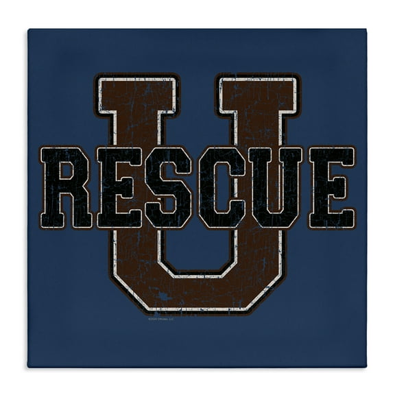 Stupell Industries Rescue U Vintage Varsity Novelty & Humor Painting Wrapped Canvas Art Print Wall Art, 17 x 17