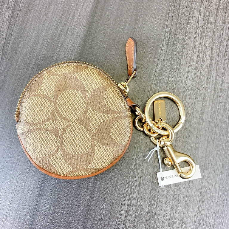 Coach CG762 Circular Coin Pouch Bag Charm In Signature Canvas IN Khaki