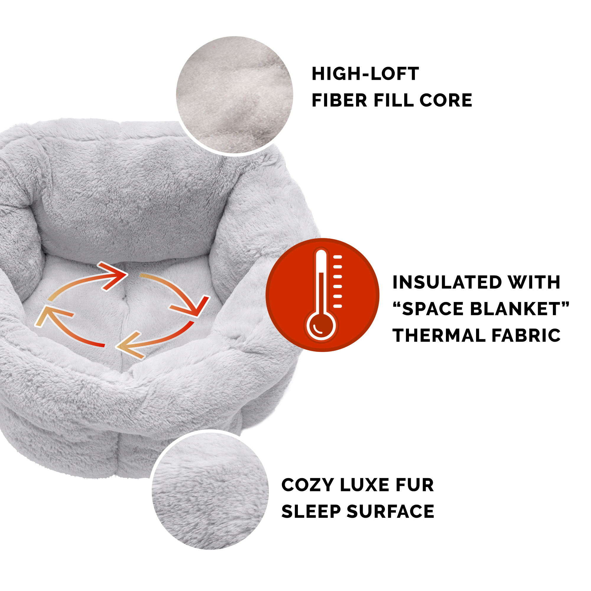 FurHaven Small Self-Warming Polyester Pet Bed, Gray