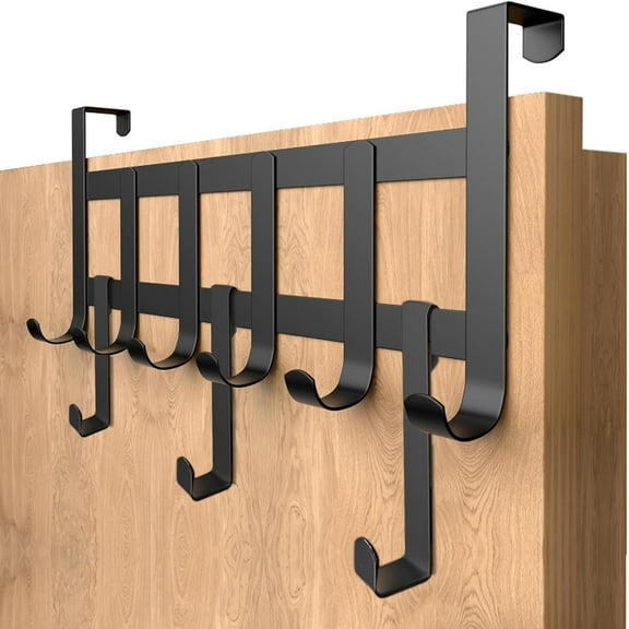 Door Coat Rack-Black, Stainless Steel Door Hook Rail for Hanging, Universal, Space-Saving - Door Coat Hook Door, Solid Door Hooks for Hanging