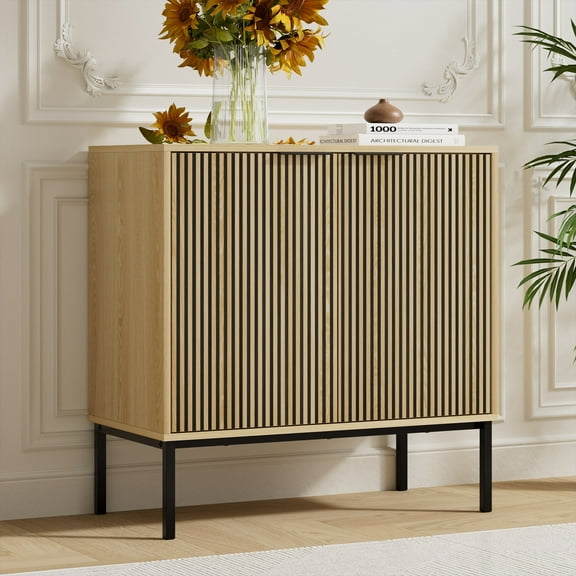 Youtrend Kitchen Sideboard,Buffet Cabinet with Adjustable Shelf and 2 Doors,Coffee Bar Cabinet for kitchen,Living Room,Bedroom,Natural Oak