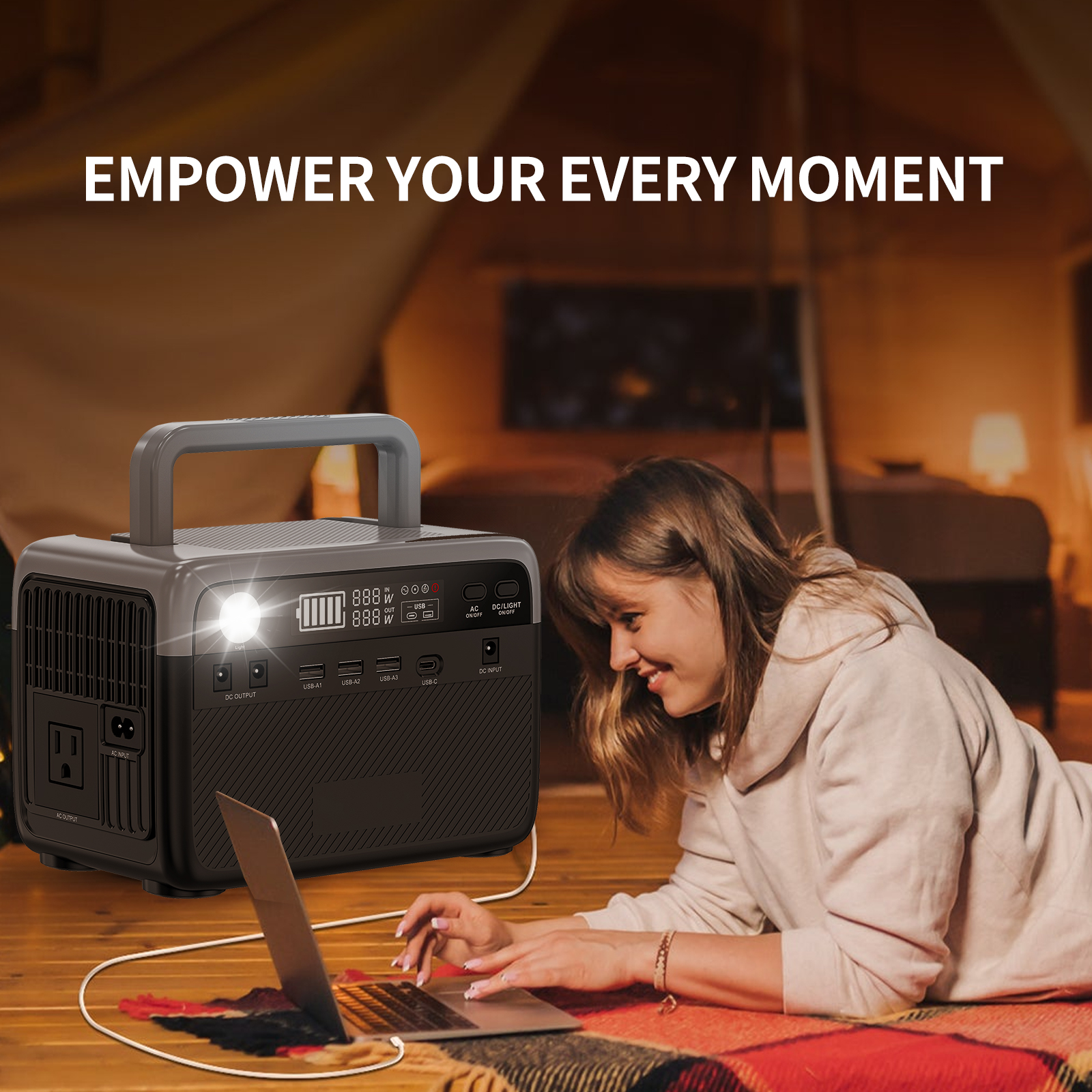 XCLOUD 300W(Peack 600W) Portable Power Station 296Wh Capacity Lithium Battery Solar Generator Fast Charging (Solar Panel Optional) for Home Backup Outdoor Camping