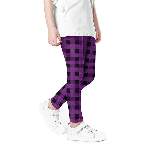 Huvoen Toddler Baby Boys Girls Sweatpants Girls Printed Pants High Waist Stretchy Soft Tights Kids Summer Leggings For School Wearing Purple 5-6 Years