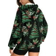 thumbnail image 3 of Vintage Christmas Sweatshirt Women'S Casual Striped Hooded Hoody Warm Pullover Long Sleeve Soft Streetwear Tops Oversized Hoodies for Women Green L, 3 of 5