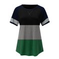 thumbnail image 4 of OJSFQUFP Summer Tops Women Green Women's Crew Neck Casual Patchwork Short Sleeve T-Shirt Top Cute Printed Loose Fit Workout Shirt XL, 4 of 5