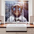 thumbnail image 2 of Ambesonne Cat Kitchen Curtains, Space Satellite Eclipse, 55"x45", Blue Grey and White, 2 of 3