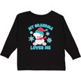 thumbnail image 3 of Inktastic Polar Bear My Grandma Loves Me in Santa Hat with Snowflakes Boys or Girls Long Sleeve Toddler T-Shirt, 3 of 5