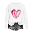 thumbnail image 2 of PiGOGI Printed Long Sleeve Loose T-Shirt for Women - Plus Size Valentine's Day Top White XL, 2 of 4