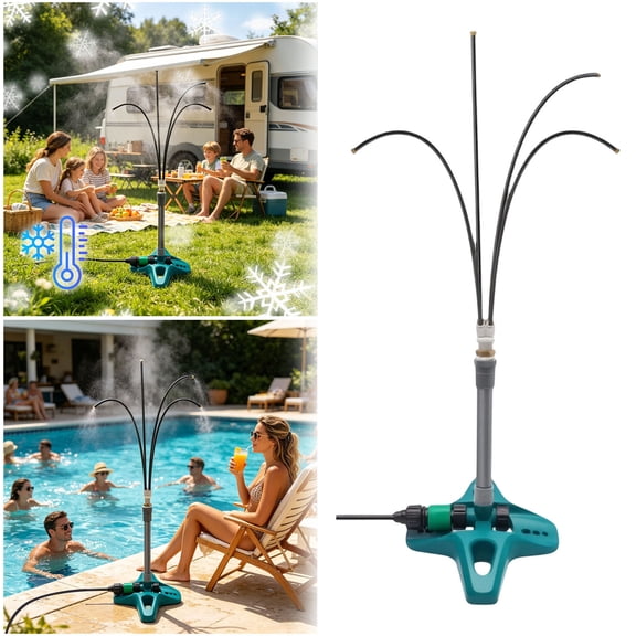 Misters for Outside Patio - Adjustable Height Stand Misting System, 24.8FT Portable Water Mister for Garden Backyard Tanning Pool Beach Cooling,Misting Cooling System Outdoor(4 heads spray)