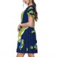thumbnail image 2 of Fotbe Dino Playing Roller Skate Vestido Largo de Moda para Mujer, Vestido Tipo Camiseta con Manga Corta y Estilo Casual a Rayas y Bloques de Color, 2 of 6