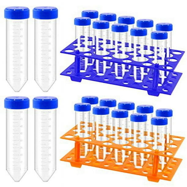 27 Piezas de Tubos de CentríFuga CóNicos de 50 Ml y Soporte de Tubo de CentríFuga de 28 Pocillos, Soporte de PláStico Desmontable para Laboratorio A
