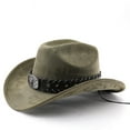 thumbnail image 2 of JIAHONG Kids Hats Cowboy Hat with Shapeable Wide Brim Western Suede Hat for Cowboys and Cowgirls, Army Green, 2 of 3