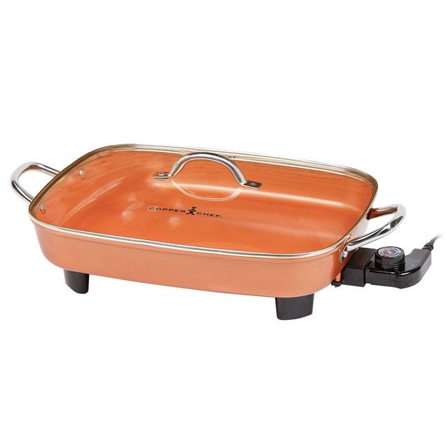 Copper Chef Deluxe 16" Electric Skillet with Stainless Steel Handles