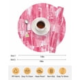 thumbnail image 6 of 13 Inch Round Placemats Set of 6, Pink Abstract Non Slip Heat Insulation PP Table Mats, Vintage Geometric Gradient Oil Painting Modern Washable Place Mats for Kitchen Dining Party Table Decor, 6 of 7