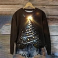 thumbnail image 2 of Plus Size Christmas Outfits Womens Xmas Tree Printed Sweatshirt Crewneck Long Sleeve Loose Tops Festive Clothes (5XL, Brown), 2 of 4