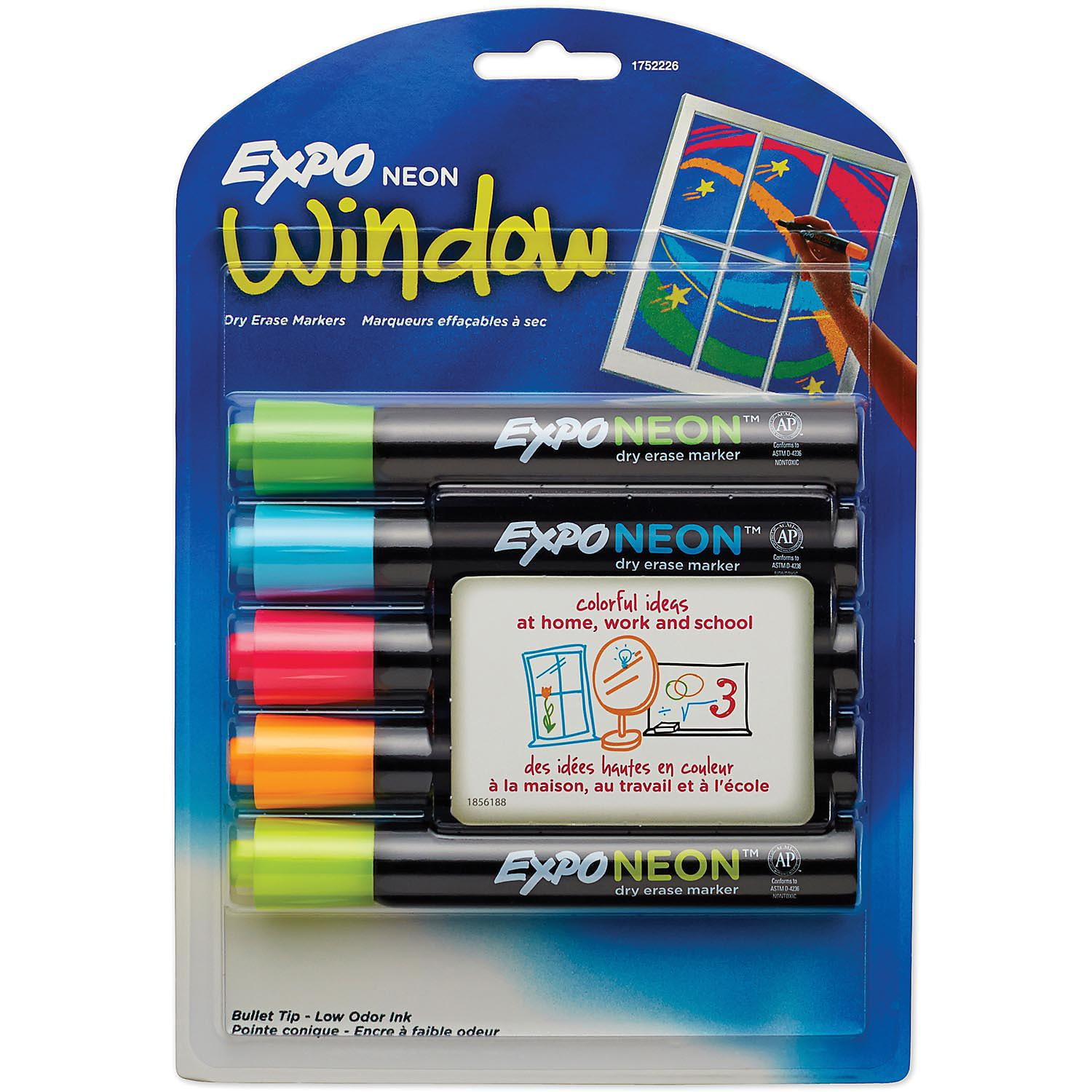EXPO Neon Dry Erase Markers, Assorted Colors (Bullet Tip, 5 ct