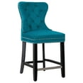 thumbnail image 2 of WestinTrends Wordford 24" Tufted Velvet Counter Stool, Black/ Teal, 2 of 8