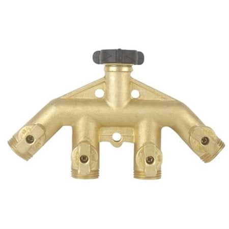 UPC 034411207437 product image for Gilmour Brass 4-Way High Flow Water Hose Manifold Connector, Garden Hoses 43HF | upcitemdb.com