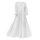 thumbnail image 4 of Mujeres Vestido Casual Suelto Y Casual Tres Cuartos de Mangas Cuello en V Vestido de Lino Mujeres, 4 of 7
