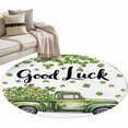 thumbnail image 2 of St Patrick's Day 3ft Area Rug, Green Truck Lucky Shamrock Four Leaf Spring Washable Non-Slip Small Round Rugs for Entryway Bedroom Kitchen, Soft Circle Carpet for Dining Room, Playroom Nursery Rug, 2 of 9
