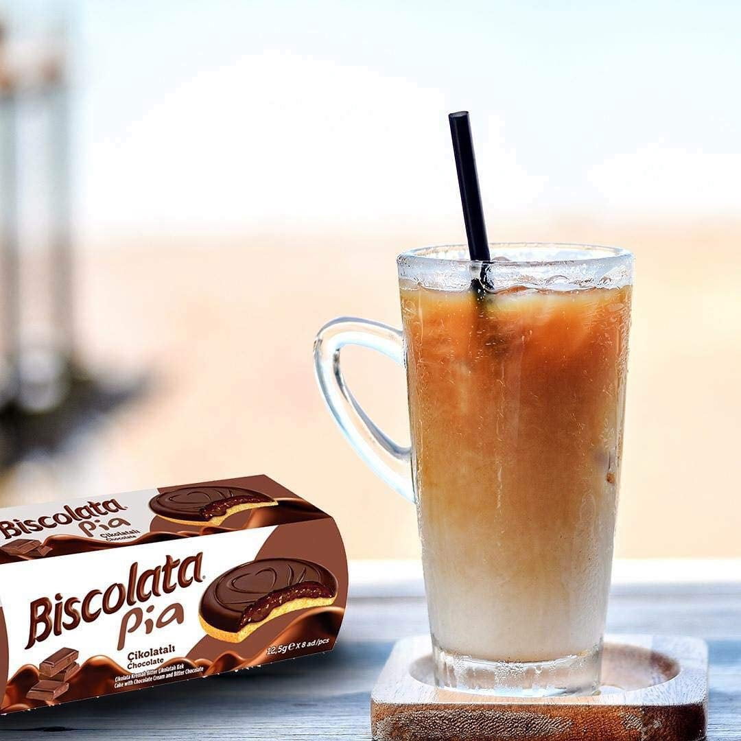 Biscolata Pia Cookies with Chocolate – 4 Pack Dark Chocolate Soft Baked Cookies Snacks