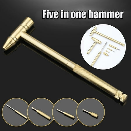 

HRSR Copper Hammer 5 In 1 Multifunctional Hammer Built-in Small Screwdriver Indoor Outdoor Mini Tool
