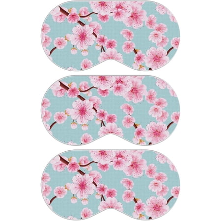 SMUG Satin Sleep Mask for Women, Lightweight Soft Silky Eye Mask for Travel, Cherry Blossom, 3 Pack
