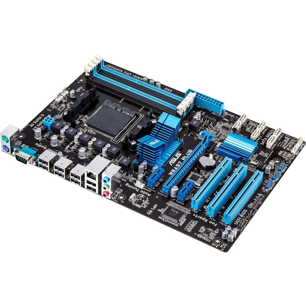 Asus M5A97 PLUS Desktop Motherboard, AMD Chipset, Socket AM3+, ATX