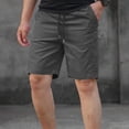 thumbnail image 2 of LpwkSSA Men's Drawstring Layer Loose Straight Leg Five Quarter Shorts Gray XXL, 2 of 8