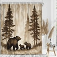 thumbnail image 2 of Farmhouse Bear Shower Curtain, Rustic Black Bear Forest Mountain Vintage Wood Decor Bath Curtain, Brown Country Hunting Waterproof Fabric Bathroom Accessories Shower Curtain Set with Hooks, 60X70in, 2 of 5