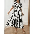 thumbnail image 3 of Women's Elegant Lightweight V-neck Striped Shirt Dress, 3 of 4