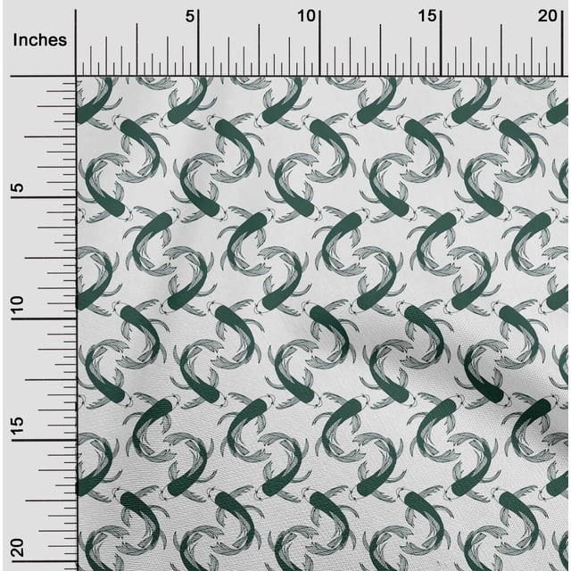 oneOone Cotton Poplin Teal Green Fabric Koi Fish Ocean Craft Projects Decor Fabric Printed By The Yard 56 Inch Wide