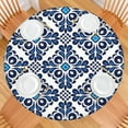 thumbnail image 2 of Spring Style Round Tablecloth with Elastic Fit and Floral Design, Reusable Water-Resistant Polyester, Fits 44-52 Inch Tables, 2 of 7