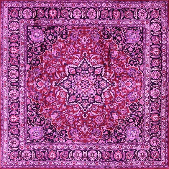 Ahgly Company Indoor Square Medallion Pink Traditional Area Rugs, 6' Square